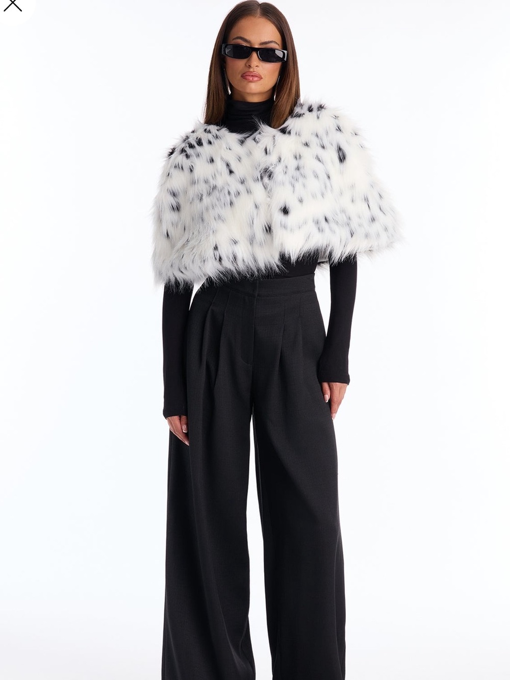Fashion nova wild cat faux fur cape spotted leopard black white one size *